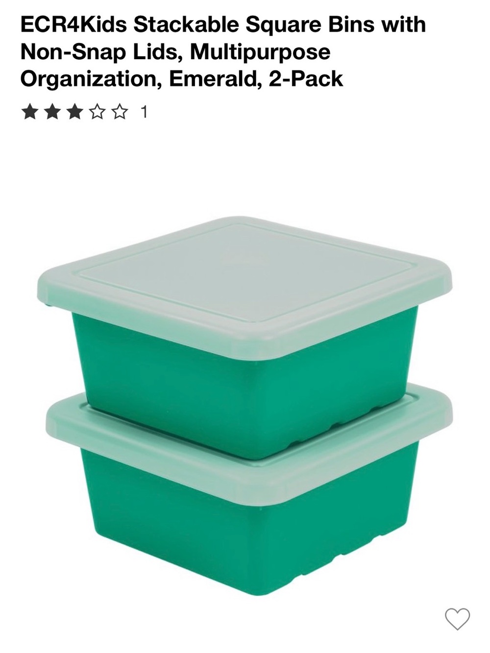 New Stackable Square Storage Bins with Lids - green (2-Pack)